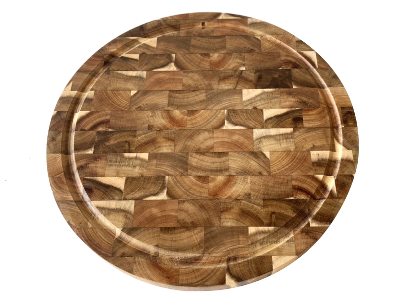 Exquisite Round Acacia Wood End Grain Cutting Board with Juice Groove